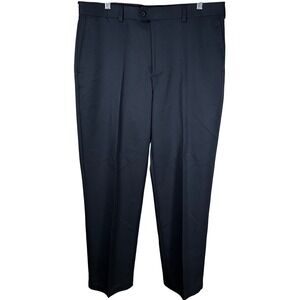IZOD Golf Mens 36x32 Navy Blue Performance Flat Front Straight Leg Pants